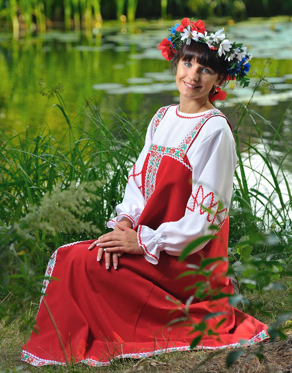 Beautiful girl Girls in Slavic costumes in Dodoma